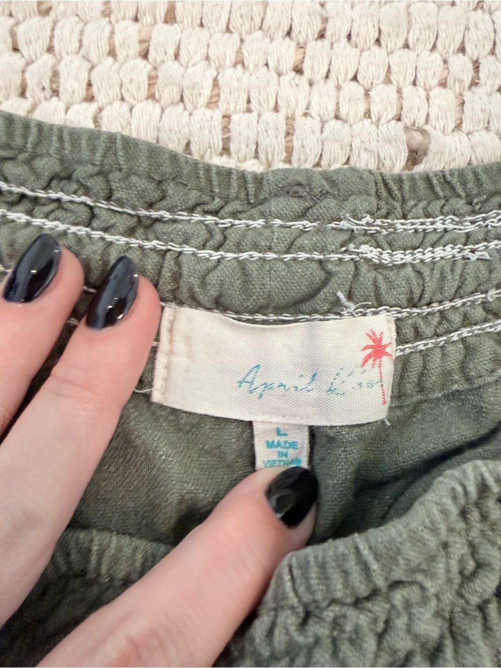 Wide Leg Drawstring Pants in Olive Green - Picture 3 of 3